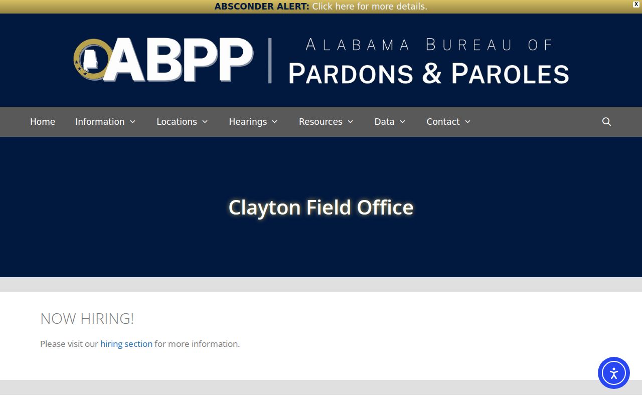 Bullock County probation and parole Clayton Field Office release supervision